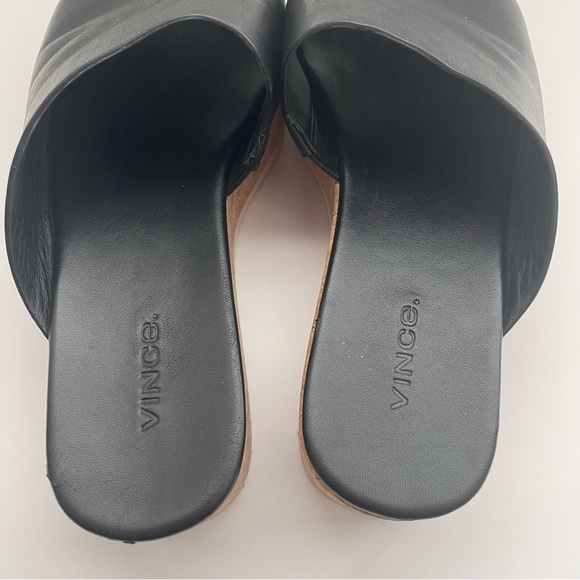 VINCE James B Leather Women’s Platform Cork Slide Black Sandals size 7.5 - Picture 10 of 14